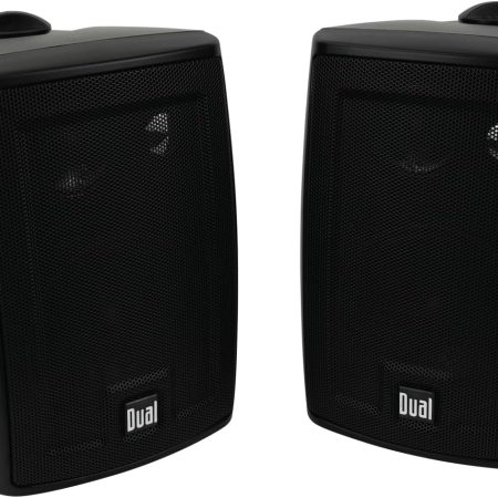 Dual Electronics 4" 3-Way High Performance Outdoor Indoor Speakers with Powerful Bass, Effortless Mounting Swivel Brackets, All Weather Resistance, Sold in Pair, LU43PP